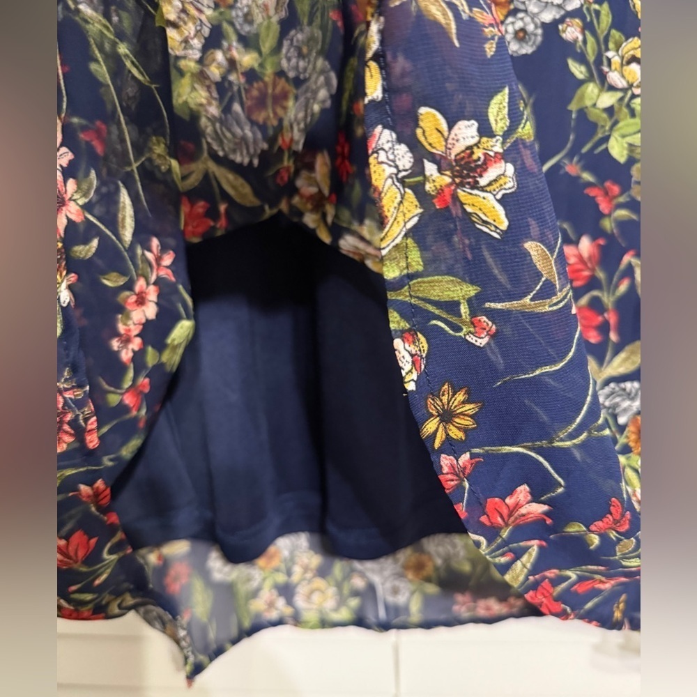 casual floral long sleeve swing dress with lining size L - Picture 5 of 7